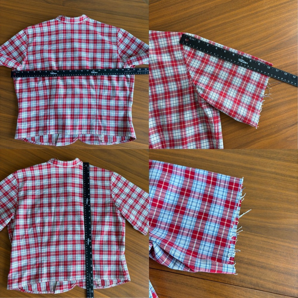 90s Vintage Liz Claiborne Top M Lizwear Cotton Plaid Western Cowgirl Grunge - Picture 5 of 15